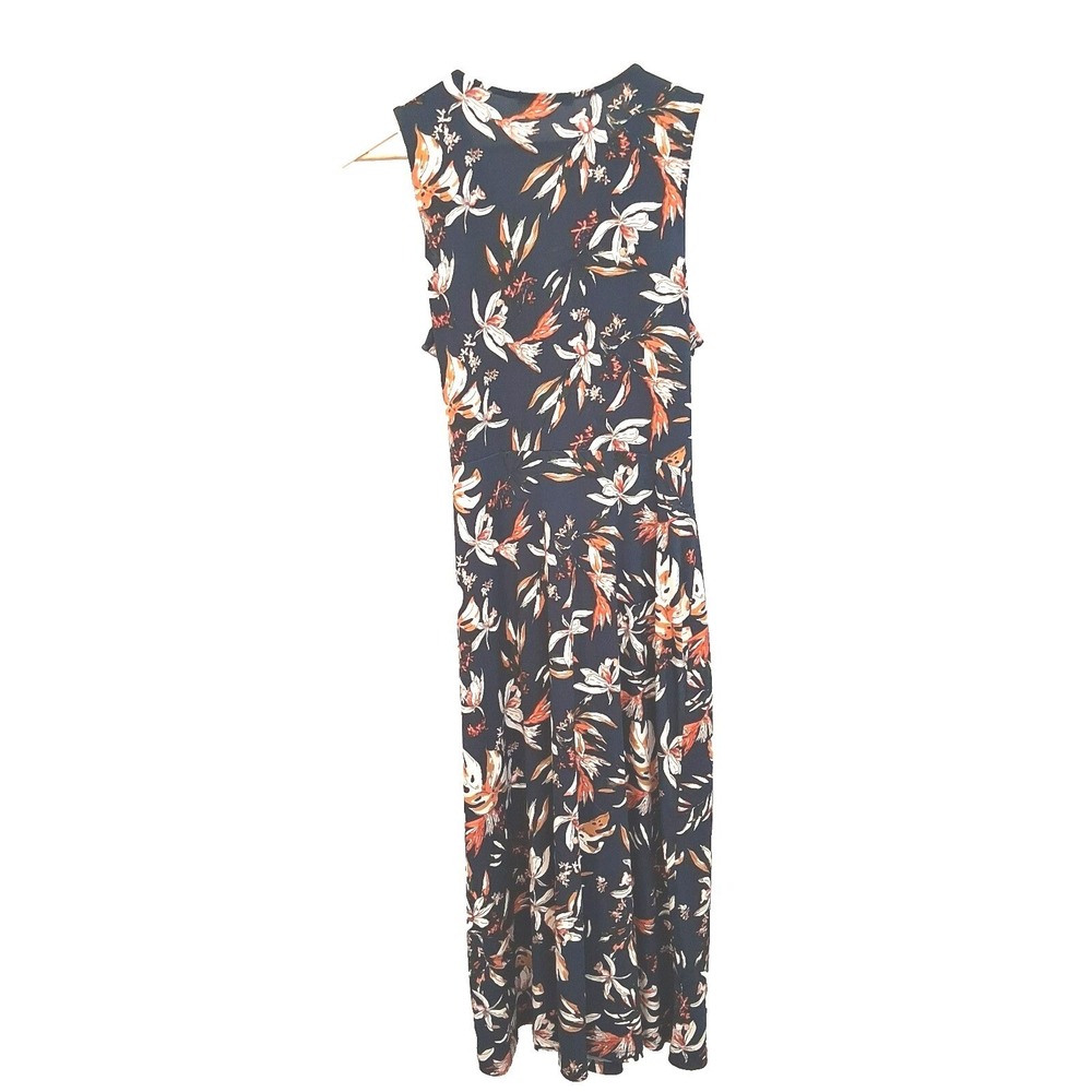Hail3y:23 Tropical Floral Faux Wrap Midi Dress XL Dark Teal Summer Vacation - Picture 8 of 11